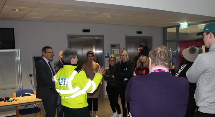 Constable Helen Black delivering a talk to Travel and Tourism students.